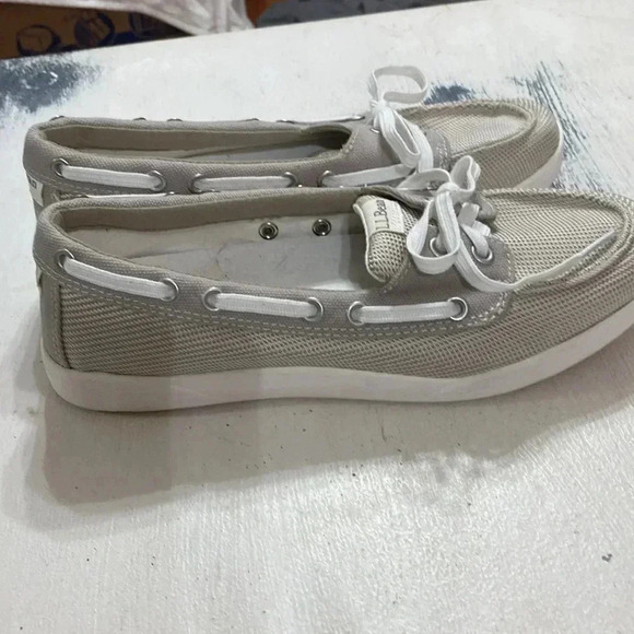 LL BEAN WO SIZE 8 TAUPE SLIP ON  BOAT SHOE EXCELLENT CLEAN CONDITION LACE UP - Picture 7 of 15